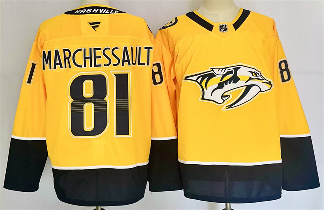 Men's Gold Nashville Predators #81 Jonathan Marchessault 2024-25 Home Stitched Hockey Jersey
